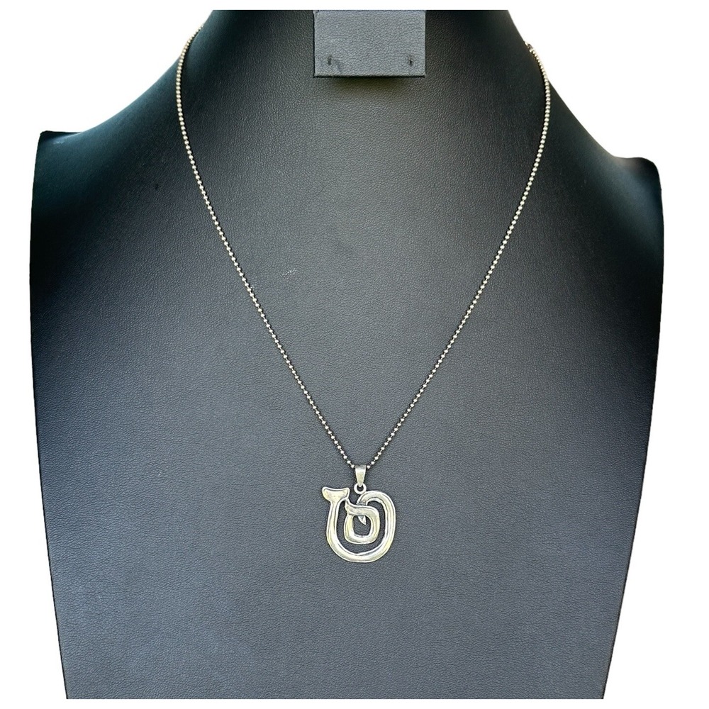 VTG Pendant Necklace 20 Inch Fish Spiral Geometric Italy Chain 925 Sterling 7.1g